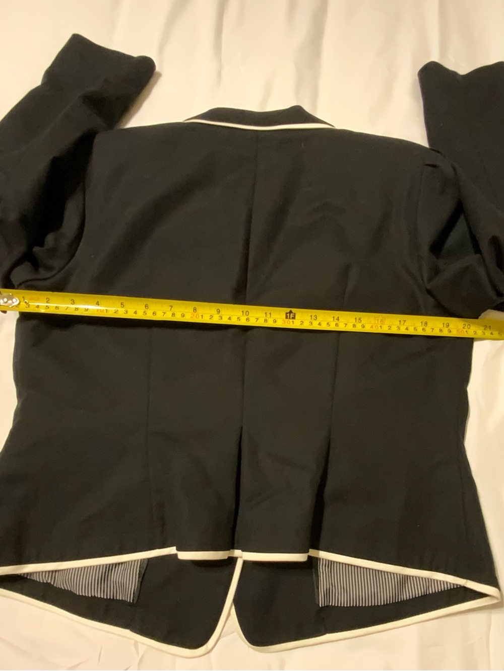 NWT Worthington Black Blazer White Piping Blazer Zipper Pockets Large - Picture 6 of 8